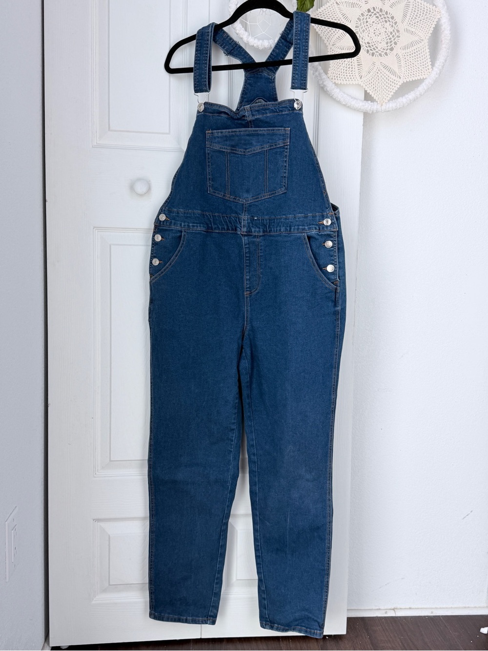Classic Dark Blue Denim Overalls for Women